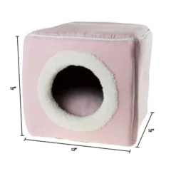 Cat House - Indoor Bed With Removable Foam Cushion - Cat Cave For Puppies, Rabbits, Guinea Pigs, Hedgehogs, And Other Small Animals By PETMAKER (Pink)