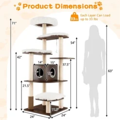 Costway Wooden Cat Tree 71'' 7-Layer Cat Tower With Sisal Scratching Posts Perch & Cushions Brown/Natural -PawHut Sales Store GUEST 0029c46d 1f0b 4a2d a06e a1c17b90772d