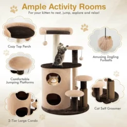Costway 40'' Cat Tree Tower Multi-Level Activity Tree With 2-Tier Cat-Hole Condo -PawHut Sales Store GUEST 0116e23b 122f 40f8 958e 2a1683571333