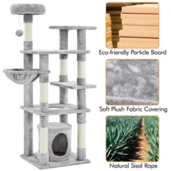 Yaheetech 56.5inch Multilevel Cat Tree Cat Tower With Scratching Posts 9 Yaheetech 56.5inch Multilevel Cat Tree Cat Tower With Scratching Posts -PawHut Sales Store GUEST 025a0b32 f99e 4ce0 9481 680efb93174b