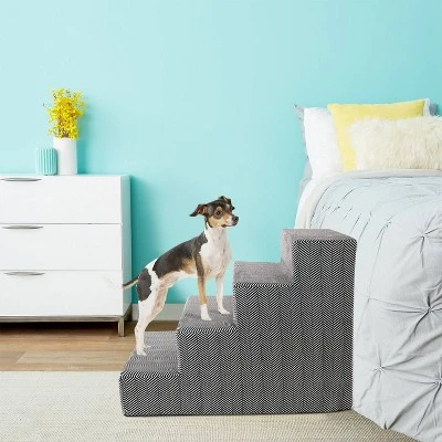 Precious Tails Herringbone High Density Foam 4-Step Pet Stairs - Black 5 Precious Tails Herringbone High Density Foam 4-Step Pet Stairs - Black - Image 5