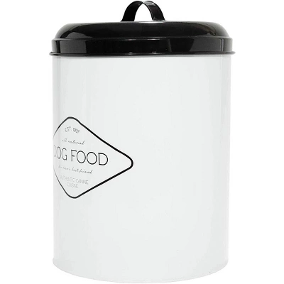 Amici Pet Buster Dog Food Metal Treat Storage Canister, 8.5 Qt,White W/ Black Lid 2 Amici Pet Buster Dog Food Metal Treat Storage Canister, 8.5 Qt,White W/ Black Lid - Image 2