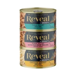 Reveal Pet Limited Ingredient Canned Variety Of Salmon, Tuna And Chicken Flavors In Broth Grain Free Wet Cat Food - 2.47oz/12ct