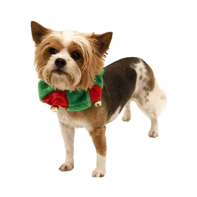 Midlee Red/Green Christmas Plush Bell Collar 1 Midlee Red/Green Christmas Plush Bell Collar