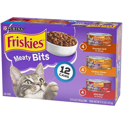 Purina Friskies Meaty Bits Gourmet Grill, Chicken & Beef Wet Cat Food 2 Purina Friskies Meaty Bits Gourmet Grill, Chicken & Beef Wet Cat Food - Image 2