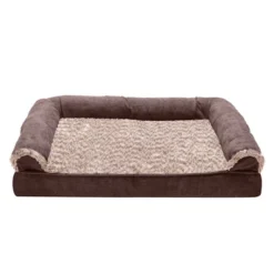 FurHaven Two-Tone Faux Fur & Suede Orthopedic Sofa Dog Bed