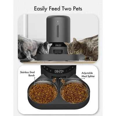 PETLIBRO Automatic Cat Feeder For Two Cats, 5L Dry Food Dispenser With Splitter And Two Stainless Bowls, 10s Meal Call And Timer Setting For Cat & Dog 1 PETLIBRO Automatic Cat Feeder For Two Cats, 5L Dry Food Dispenser With Splitter And Two Stainless Bowls, 10s Meal Call And Timer Setting For Cat & Dog