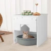 Tangkula Cat Litter Box Enclosure W/ Flip Magnetic Half Door Hidden Litter Box Enclosure