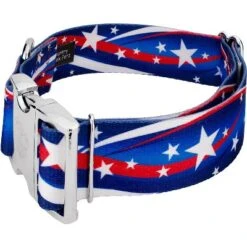 Country Brook Petz 1 1/2 Inch Premium Star Spangled Dog Collar