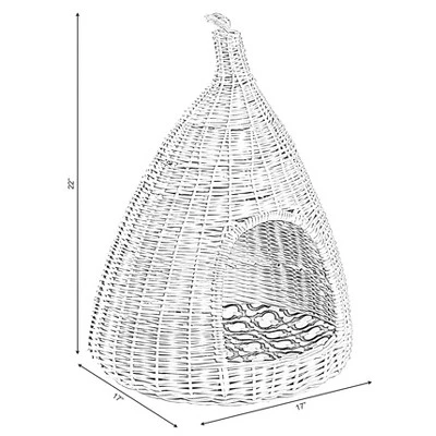 PawsMark Natural Willow Pet Sleeping Bed, Cave, Basket For Dog Or Cats With Cushion 2 PawsMark Natural Willow Pet Sleeping Bed, Cave, Basket For Dog Or Cats With Cushion - Image 2