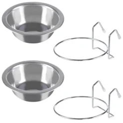 Set Of 2 Stainless-Steel Dog Bowls - Cage, Kennel, And Crate Hanging Pet Bowls For Food And Water - 20oz Each And Dishwasher Safe By PETMAKER -PawHut Sales Store GUEST 1302a804 9285 472c a46c aa208b9f0649