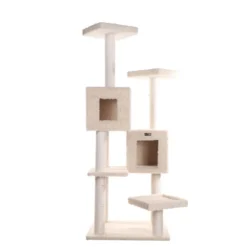 Armarkat Multi-Level Real Wood Cat Tree With Two Spacious Condos, Perches For Kittens Pets Play A6702