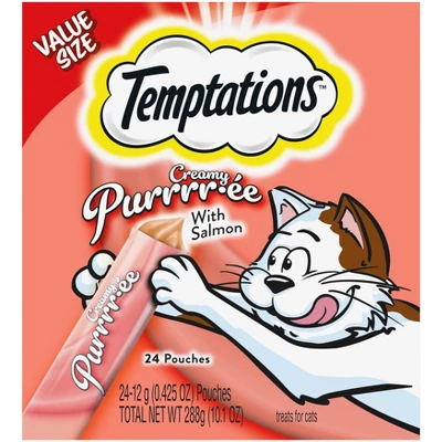 Temptations Creamy Puree With Salmon Lickable Squeezable Adult Cat Treats 9 Temptations Creamy Puree With Salmon Lickable Squeezable Adult Cat Treats - Image 9