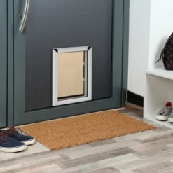 PawHut 2 Way Locking Dog Door, Aluminum Doggy Pet Door For Wall, Fast Installation, With Magnetic Closure, Locking Panel, Weatherproof, Insulating