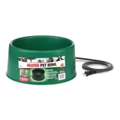 Farm Innovators P-60 1.5 Gallon Electric Heated Pet Water Bowl With Thermostatic Control And Anti Chew Cord Protector, 60 Watt, Green (2 Pack)