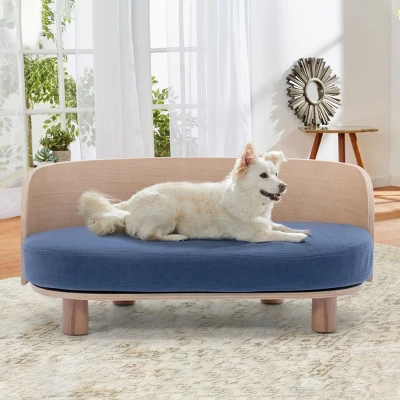 Corgi 26" Wide Small Dog Bed With Removable Cover,Velvet Cushion With Solid Wood Legs And Bent Wood Back-The Pop Maison 11 Corgi 26" Wide Small Dog Bed With Removable Cover,Velvet Cushion With Solid Wood Legs And Bent Wood Back-The Pop Maison - Image 11