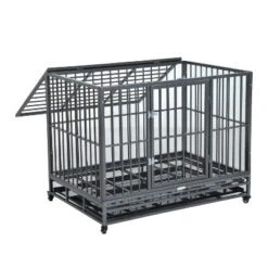 PawHut Heavy Duty Dog Crate Dog Cage Kennel With Lockable Wheels, Double Door And Removable Tray, Grey 14 PawHut Heavy Duty Dog Crate Dog Cage Kennel With Lockable Wheels, Double Door And Removable Tray, Grey -PawHut Sales Store GUEST 1b15085f ecad 4e5c b6d1 91098bcf0306