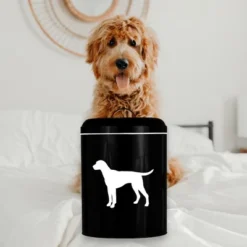 Amici Pet Dog Black/White Buster Food Storage Bin, Large, 17lbs Dry Food Capacity, Metal Storage Container