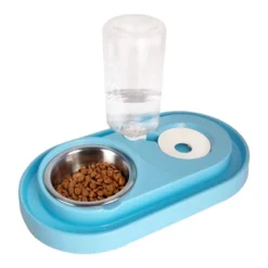 Dog & Cat Food And Water Dispenser Set, Double Dog & Cat Bowls With Steel Bowl, Pet Refillable Water Bowl