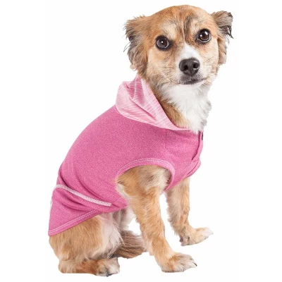Pet Life Active Pull-Rover Premium 4-Way Stretch Two-Toned Sleeveless Hoodie Dog And Cat T-Shirt - Pink 1 Pet Life Active Pull-Rover Premium 4-Way Stretch Two-Toned Sleeveless Hoodie Dog And Cat T-Shirt - Pink