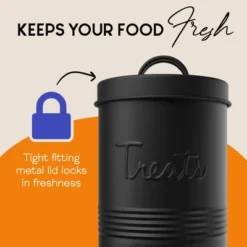 Amici Pet Retro Metal Storage Canister Treats Jar, 72 Oz. , Matte Black -PawHut Sales Store GUEST 1cf7ba98 4e1b 4a13 8082 fecdedb04879