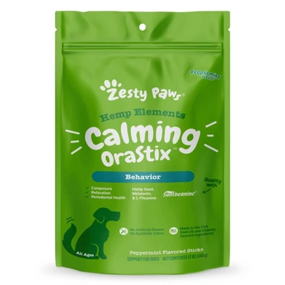 Zesty Paws Hemp Elements Behavior Calming OraStix For Dogs - Peppermint Flavor 5 Zesty Paws Hemp Elements Behavior Calming OraStix For Dogs - Peppermint Flavor - Image 5