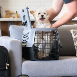 IRIS USA 19" Extra Small Pet Travel Carrier With Front And Top Access, Black/Gray