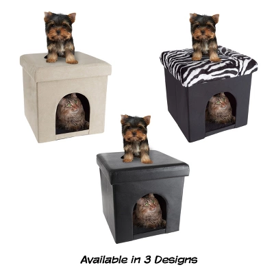 Cat House – Collapsible Multipurpose Small Dog Or Cat Ottoman With Footrest, Cushioned Top, And Interior Pillow By PETMAKER (Black) 4 Cat House – Collapsible Multipurpose Small Dog Or Cat Ottoman With Footrest, Cushioned Top, And Interior Pillow By PETMAKER (Black) - Image 4