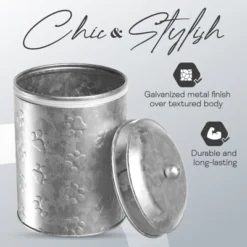 Amici Pet Puppy Paws Metal Food Canister, 64 Oz. , Galvanized Metal -PawHut Sales Store GUEST 1e323e8e 01a5 40b6 a347 fb0862dc1704