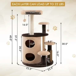Costway 40'' Cat Tree Tower Multi-Level Activity Tree With 2-Tier Cat-Hole Condo -PawHut Sales Store GUEST 1ea84d77 ea8c 41f0 b6bb 11c54622f327