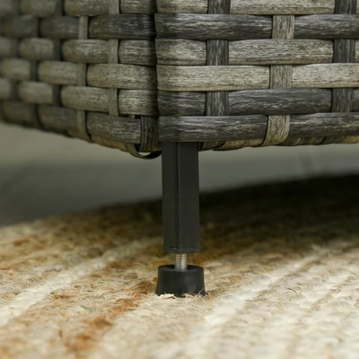 PawHut Rattan Cat Bed With Removable Divider, Double-Room Wicker Cat Beds For Indoor Cats, Pet Furniture For 2 Cats, Cushions, Outdoor Indoor, Gray 5 PawHut Rattan Cat Bed With Removable Divider, Double-Room Wicker Cat Beds For Indoor Cats, Pet Furniture For 2 Cats, Cushions, Outdoor Indoor, Gray - Image 5