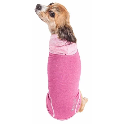 Pet Life Active Pull-Rover Premium 4-Way Stretch Two-Toned Sleeveless Hoodie Dog And Cat T-Shirt - Pink 2 Pet Life Active Pull-Rover Premium 4-Way Stretch Two-Toned Sleeveless Hoodie Dog And Cat T-Shirt - Pink - Image 2