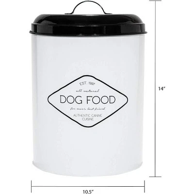 Amici Pet Buster Dog Food Metal Treat Storage Canister, 8.5 Qt,White W/ Black Lid 4 Amici Pet Buster Dog Food Metal Treat Storage Canister, 8.5 Qt,White W/ Black Lid - Image 4
