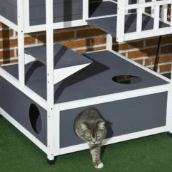 PawHut Wooden Outdoor Cat House, Feral Cat Shelter Kitten Tree With Asphalt Roof, Escape Doors, Condo, Jumping Platform 13 PawHut Wooden Outdoor Cat House, Feral Cat Shelter Kitten Tree With Asphalt Roof, Escape Doors, Condo, Jumping Platform -PawHut Sales Store GUEST 23a2f5d5 d3ca 4a63 97b8 dec3a9e11037