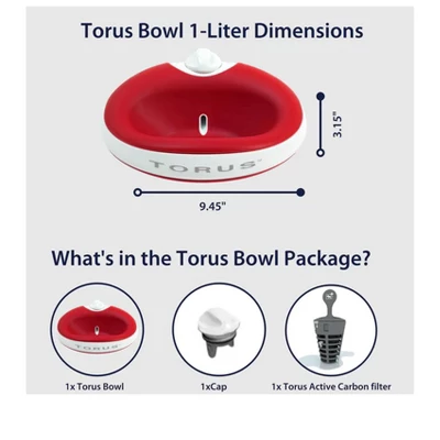 Torus Pet Torus Mini 1-Liter Automatic Dispenser Cordless Water Bowl 2 Torus Pet Torus Mini 1-Liter Automatic Dispenser Cordless Water Bowl - Image 2