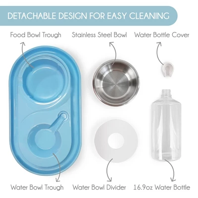 Dog & Cat Food And Water Dispenser Set, Double Dog & Cat Bowls With Steel Bowl, Pet Refillable Water Bowl 2 Dog & Cat Food And Water Dispenser Set, Double Dog & Cat Bowls With Steel Bowl, Pet Refillable Water Bowl - Image 2