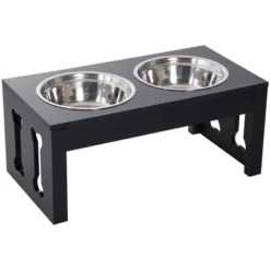 PawHut 23" Modern Decorative Dog Bone Wooden Heavy Duty Pet Food Bowl Elevated Feeding Station -PawHut Sales Store GUEST 26b23d5e e357 418e ac0d d88cbb4ecd6f