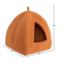 Pet Adobe Cozy Kitty Tent Igloo Plush Cat Bed - Brown
