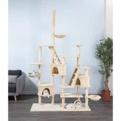 Go Pet Club 106" Cat Tree House For Multiple Cats FC07 - Beige