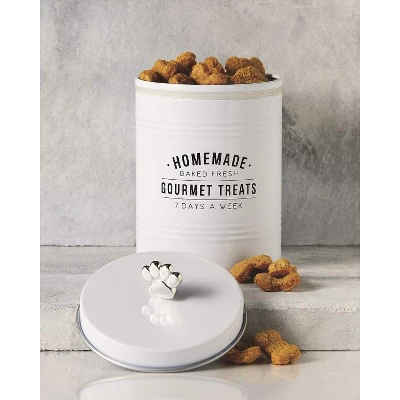Amici Pet Homeade Gourmet Treats Metal Food Canister, 72 Oz. , White 1 Amici Pet Homeade Gourmet Treats Metal Food Canister, 72 Oz. , White