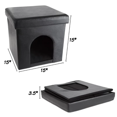Pet Adobe Multipurpose Pet House Ottoman – 15" X 15" X 15", Black 1 Pet Adobe Multipurpose Pet House Ottoman – 15" X 15" X 15", Black