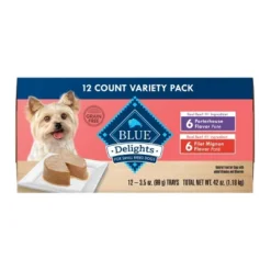 Blue Buffalo Delights Grain Free Paté Small Breed Wet Dog Food With Beef In Porterhouse & Filet Mignon Flavors - 3.5oz/12ct Variety Pack