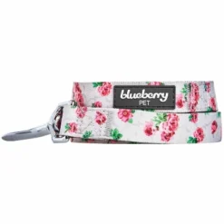 Blueberry Pet Durable Scent Inspired Rose Blossom Floral Print Dog Leash - Gray