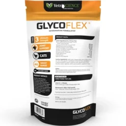 VetriScience Glycoflex 3 Maximum Strength Hip And Joint Supplement With Glucosamine For Cats, Chicken Flavor, 60 Chews