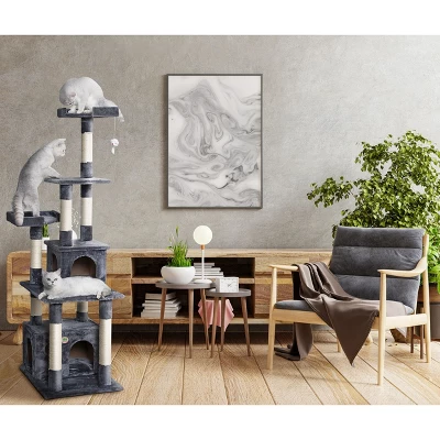 Go Pet Club 67" Classic Cat Tree Condo Furniture With Sisal Scratching Posts F204 2 Go Pet Club 67" Classic Cat Tree Condo Furniture With Sisal Scratching Posts F204 - Image 2