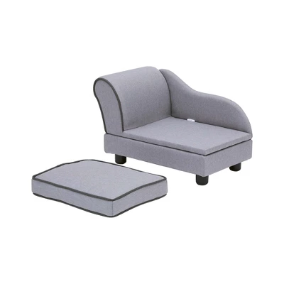Teamson Pets Luxurious Upholstered Ivan Chaise Lounge Sofa Dog Bed With Removable Cushion And Underneath Storage For Cats & Extra-Small Dogs, Gray 4 Teamson Pets Luxurious Upholstered Ivan Chaise Lounge Sofa Dog Bed With Removable Cushion And Underneath Storage For Cats & Extra-Small Dogs, Gray - Image 4