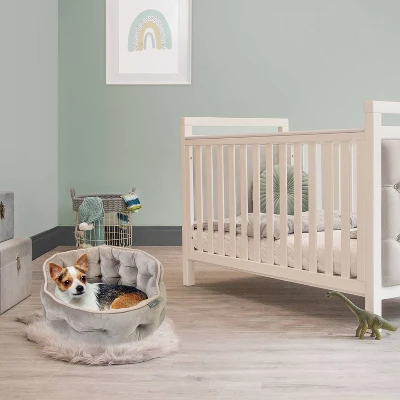 Precious Tails Ultra Plush Mini Tufted Velvet Round Cuddler Cat And Dog Bed - Taupe 2 Precious Tails Ultra Plush Mini Tufted Velvet Round Cuddler Cat And Dog Bed - Taupe - Image 2