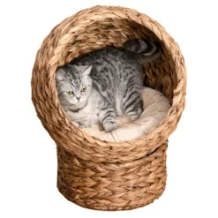 PawHut Weaved Elevated Cat Bed, Hand Made Braided Banana Leaf Pet House Nest With Cushion For Kitten, Puppy, 23.5" H -PawHut Sales Store GUEST 3295a541 4f2c 4c67 989a 91a5c70e1b2e