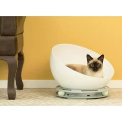 Plastic Bowl Shaped Sleeping Bed House Cat Cave Lounge With Ball Toy