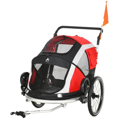 Aosom 2-in-1 Travel Dog Stroller, Small Pet Bicycle Cart Carrier With Safety Leash, And Easy Fold Design 3 Aosom 2-in-1 Travel Dog Stroller, Small Pet Bicycle Cart Carrier With Safety Leash, And Easy Fold Design - Image 3